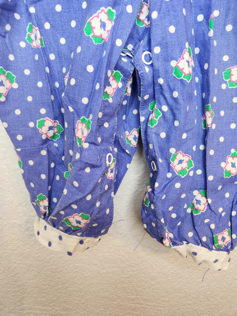 Vintage OshKosh B’gosh Girls 18m Floral Romper 90s USA Purple FloralPolka dot